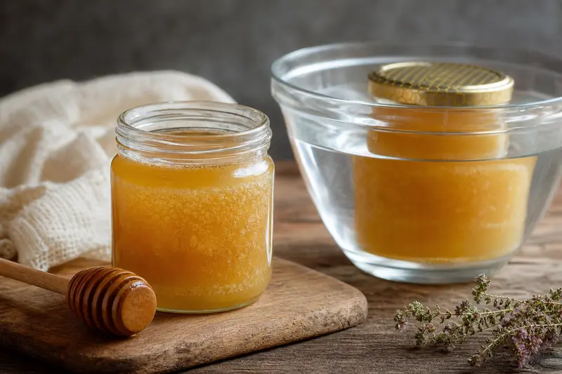 Miel cristallisé dans le pot : pourquoi c’est normal et comment le liquéfier sans l’abîmer